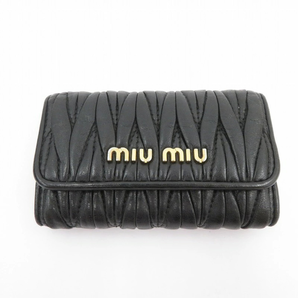 Miu Miu Matelasse Key Case Wallet Black